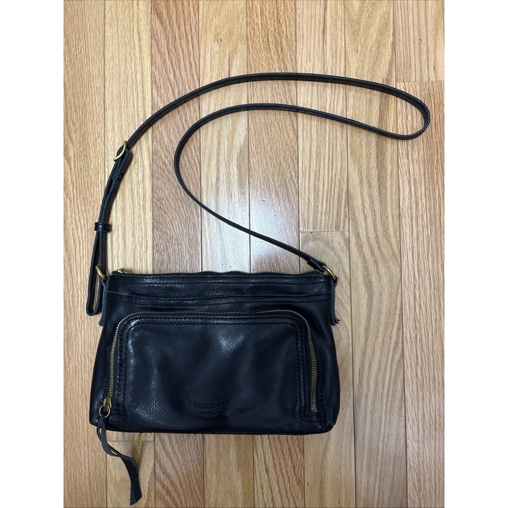 Margot Molly Black Leather Crossbody Minimalist Bag Missing Leather Zipper Pull